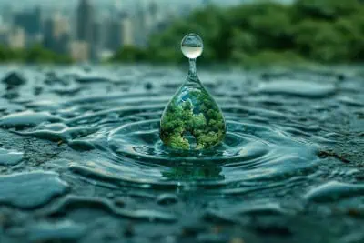 realistic water drop with ecosystem 1
